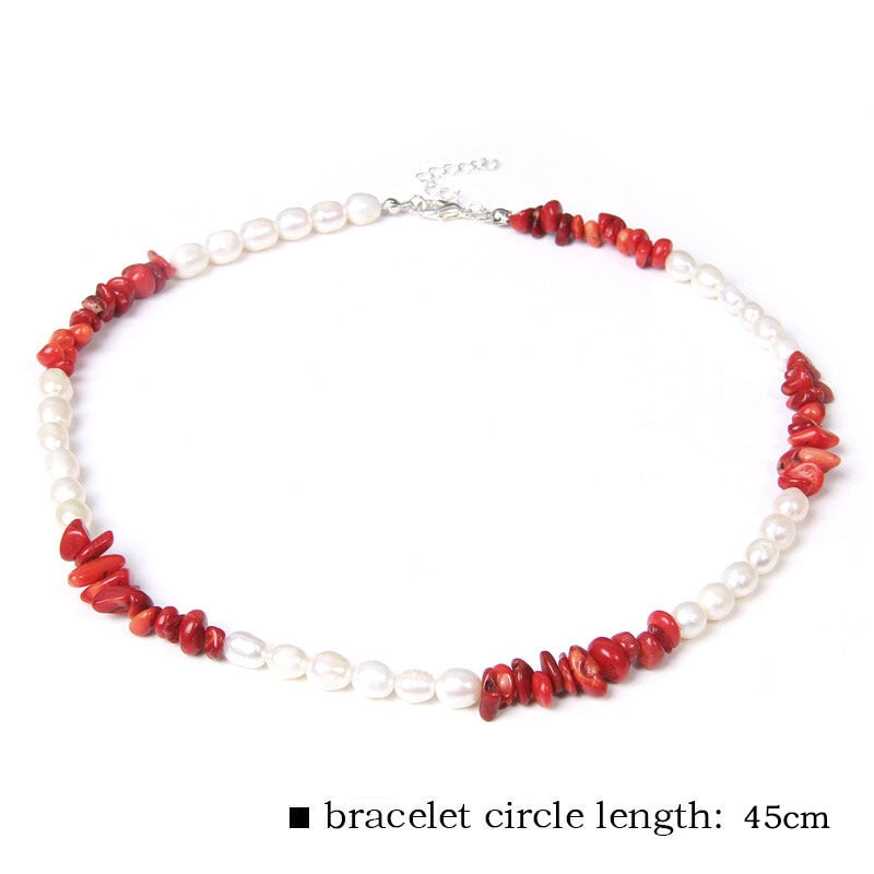 Amethysts &amp; Red Coral Turquoises Natural Pearls Necklace