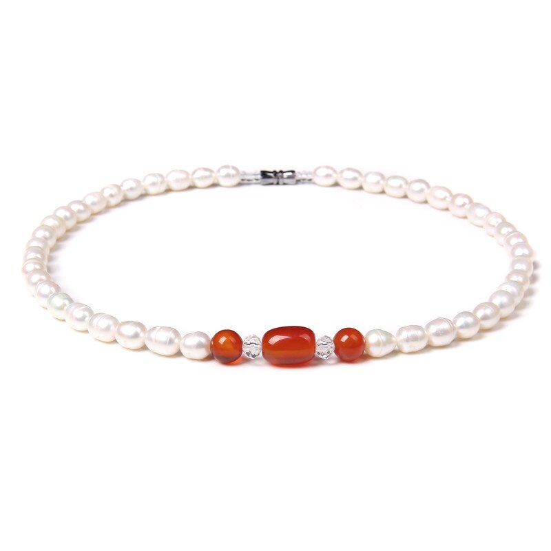 Real Natural &amp; Green Agate Natural Pearl Necklace
