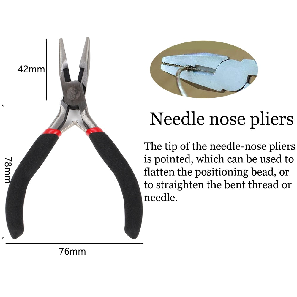 1 Pcs Stainless Steel Needle Nose Pliers Jewelry Making Hand Tool Black 12.5cm