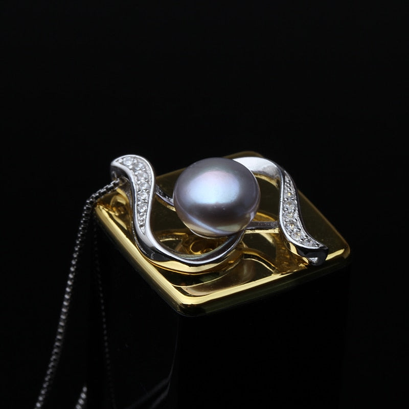 Real Natural White Pearl Pendant For Women,Classic 925 Silver Necklace Girl Birthday Small Gift