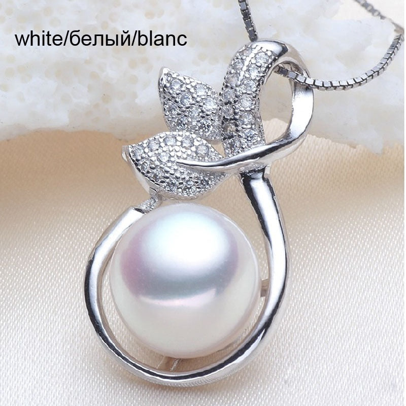 Real Natural Freshwater Pearl Pendant For Women,White 925 Sterling Silver Pendant Necklace Girl Best Birthday Gift