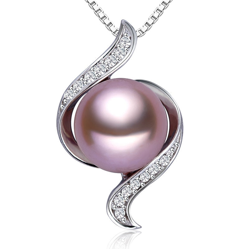 Real Natural White Pearl Pendant For Women,Classic 925 Silver Necklace Girl Birthday Small Gift