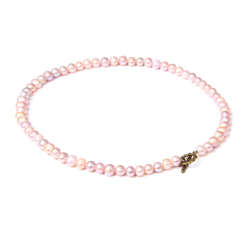 Classic Natural Pearls Necklace Simple Chain