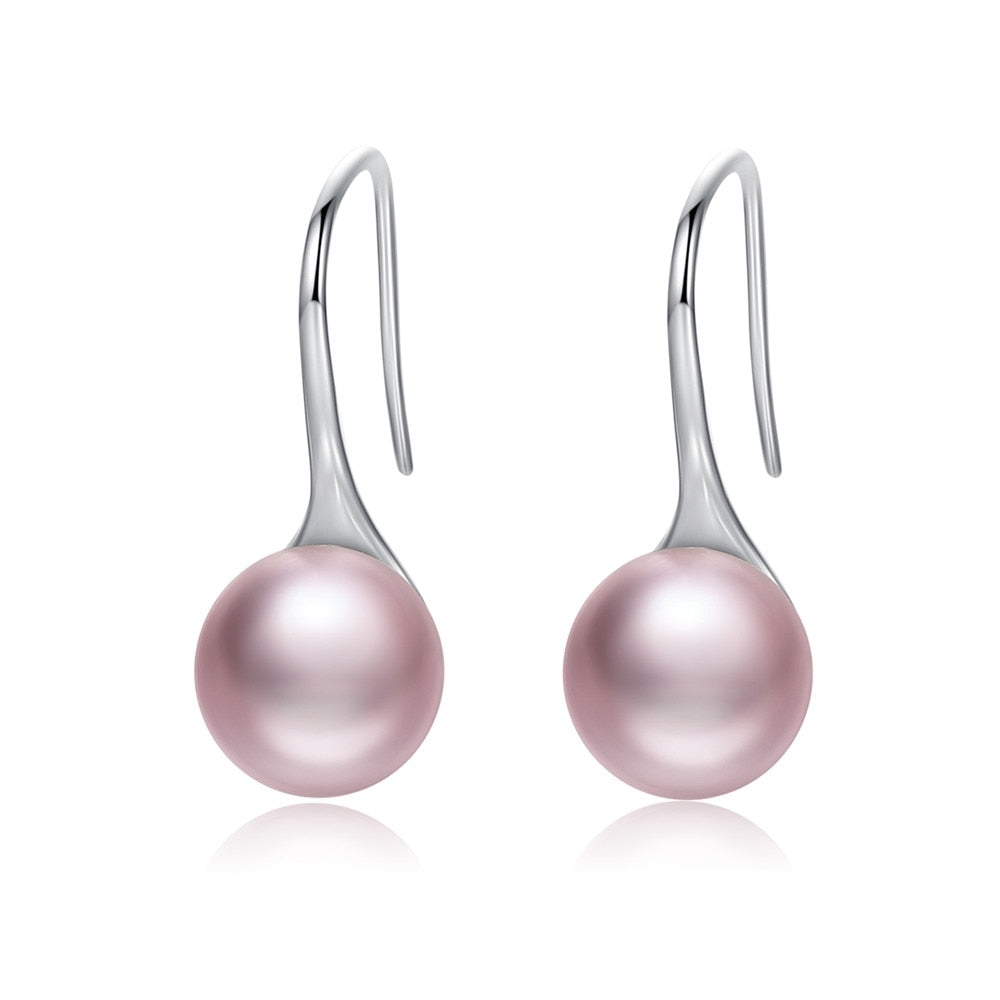 Elegant Pink Simulated Pearl Drop Earrings