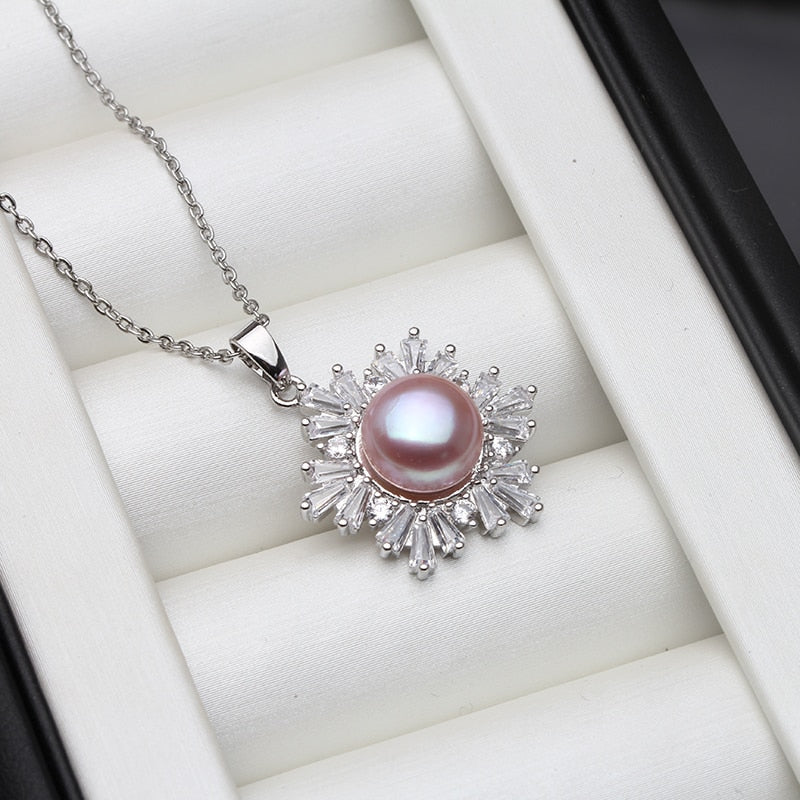 2021 Wedding Natural Pearl Pendant Women Bohemian White Black Trendy Zirconia S925 Sterling Silver  Necklace Birthday Gift