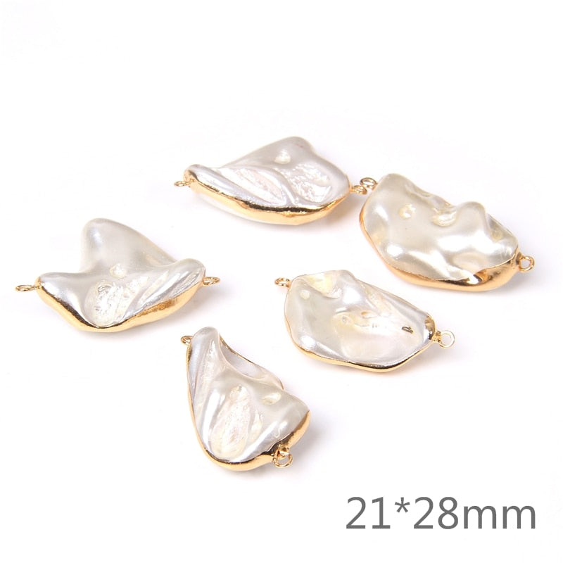 Natural Irregular Shell Pearl Beads Charms Connector (3PCS)