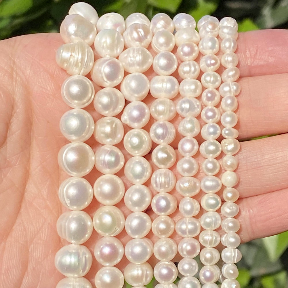 Natural Oval Shape Freshwater Pearls Beads