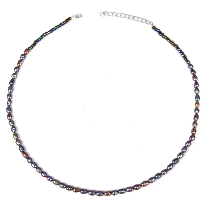 Purple Black Pearl Beaded Elegant Natural Pearl Necklace