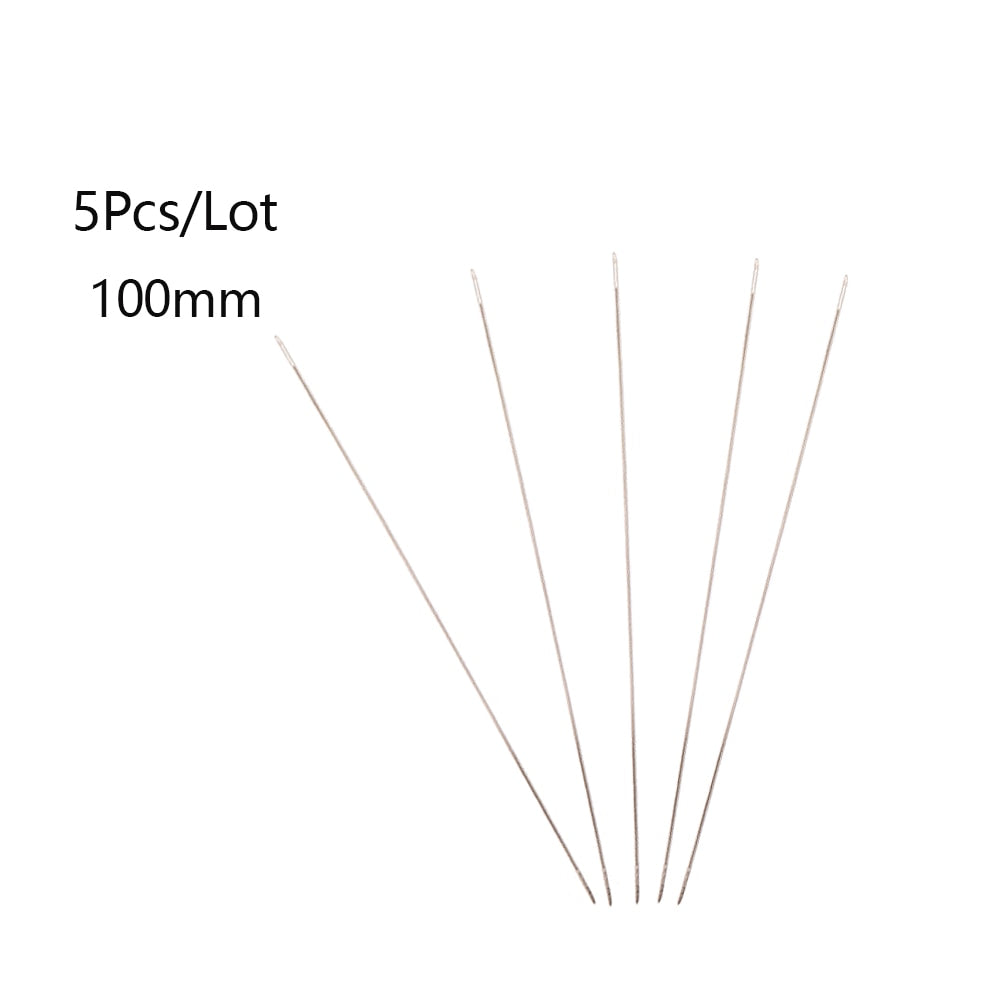 5Pcs Beading Needles Pins Open Curved Stainless Steel Tools For Threading String Cord Easy Jewelry Making