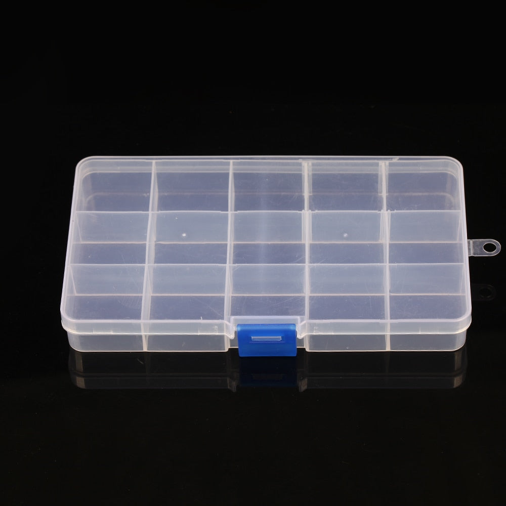 Transparent Plastic Storage Jewelry Box Compartment Adjustable Container For Beads Earring Jewelry Rectangle Case