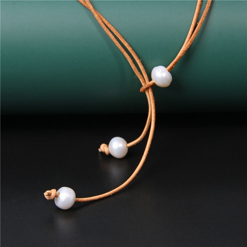 New Boho Ethnic Natural Pearl Rope Necklace
