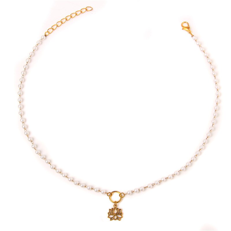 Metal Double Layer Chains Natural Pearl Pendant Necklace