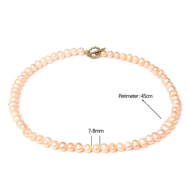 Classic Natural Pearls Necklace Simple Chain