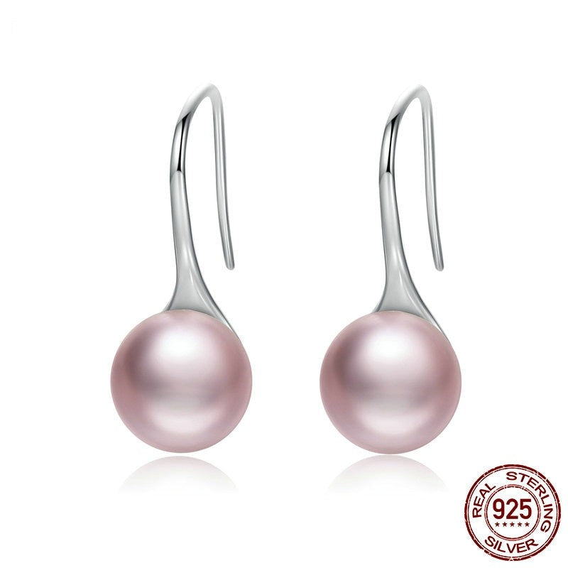 Elegant Pink Simulated Pearl Drop Earrings