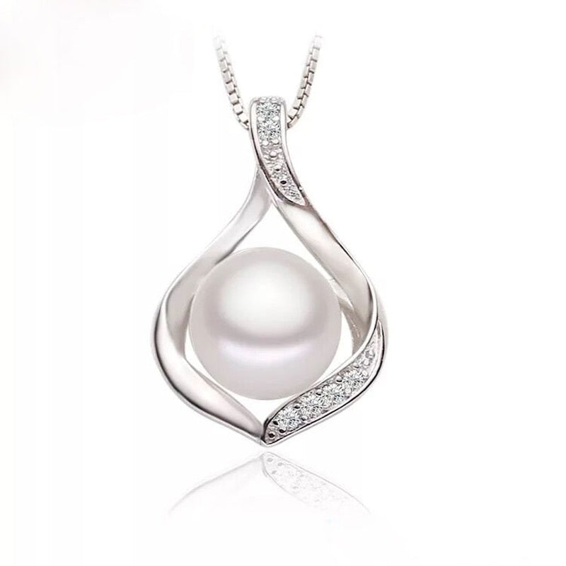 Real Black Natural Freshwater Pearl Pendant Necklace Women,Cute 925 Silver Necklace Girl Birthday Gift