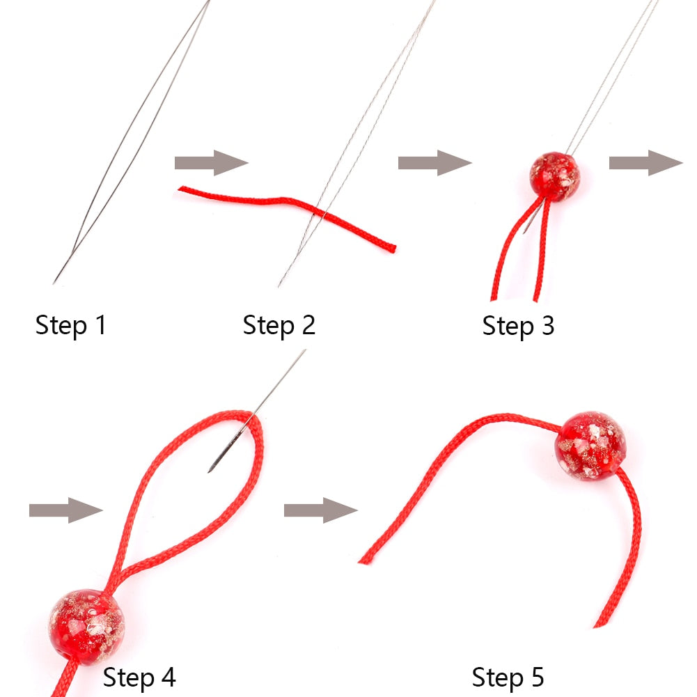 5Pcs Beading Needles Pins Open Curved Stainless Steel Tools For Threading String Cord Easy Jewelry Making