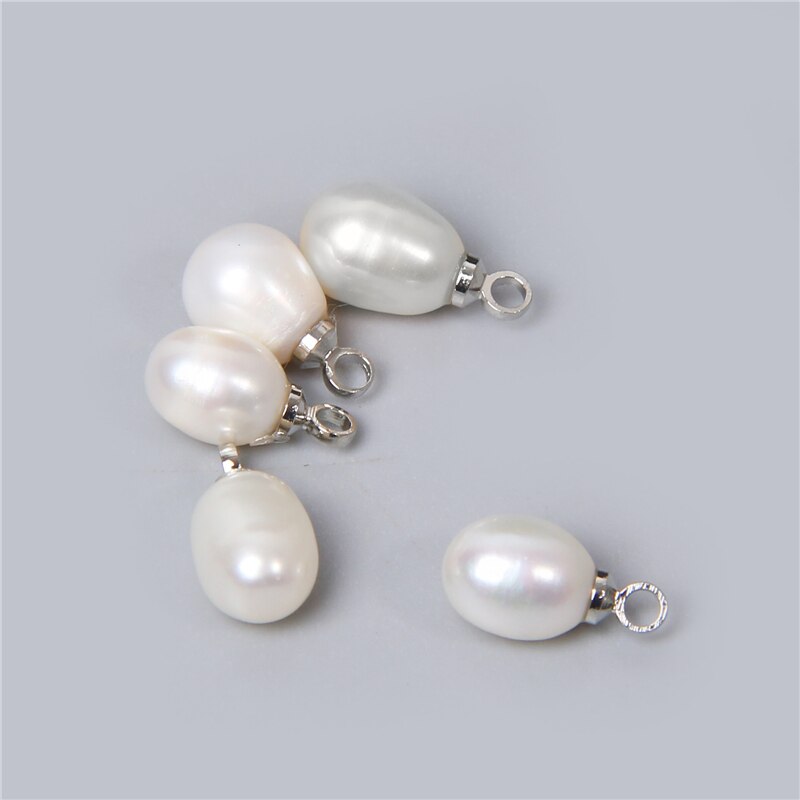 Natural Water Drop White Pearl Pendant Charms (6*7mm 10PCS)