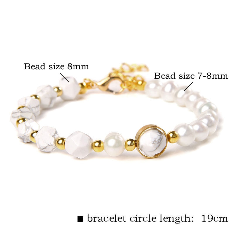 Natural Stone Amazonite Freshwater Pearl Bracelet