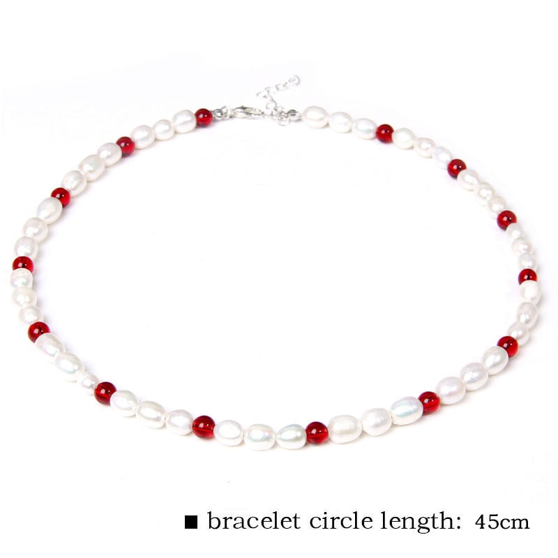 Gemstone Quartzs Natural White Pearl Beaded Necklace