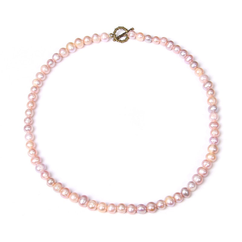 Classic Natural Pearls Necklace Simple Chain