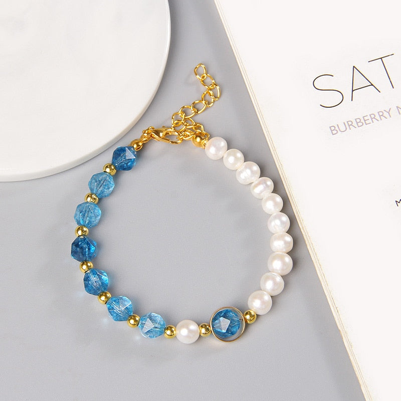 Natural Stone Amazonite Freshwater Pearl Bracelet