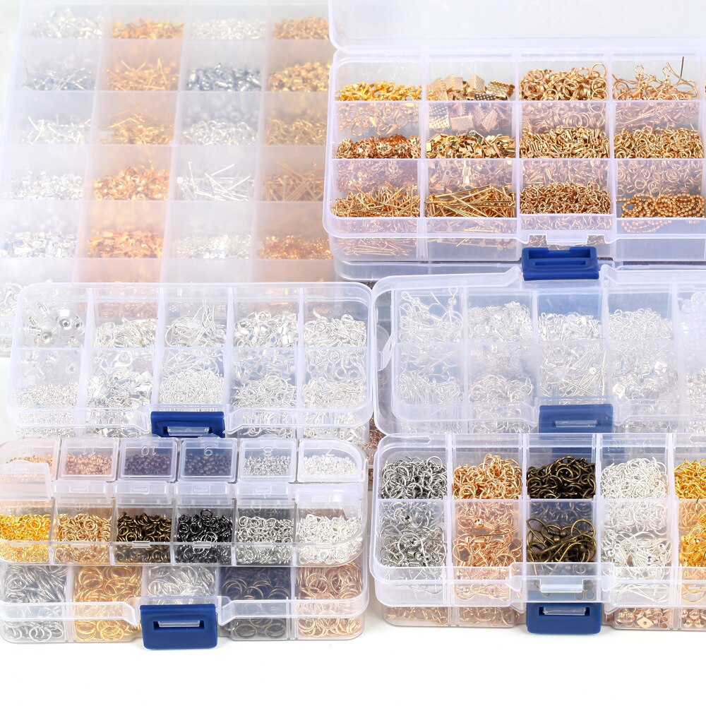 Transparent Plastic Storage Jewelry Box Compartment Adjustable Container For Beads Earring Jewelry Rectangle Case